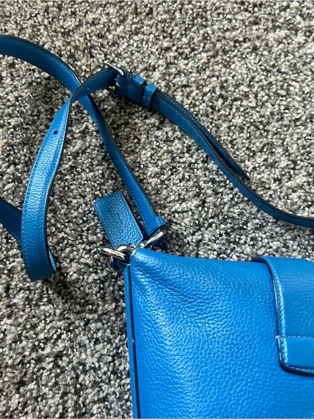 Coach Addie Crossbody, Blue Pebble Leather Turn-Lock - Picture 6 of 9